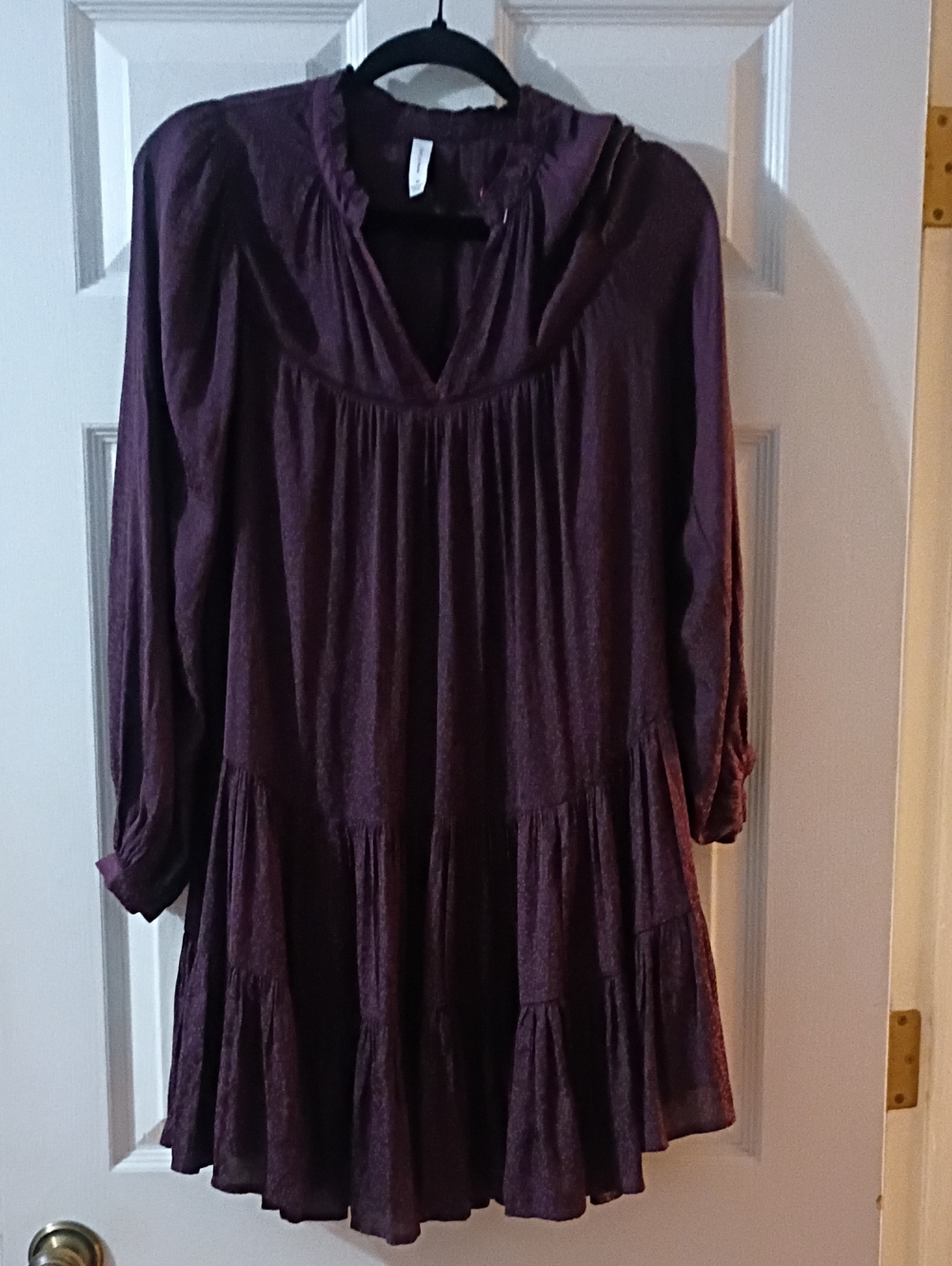 Gentle Fawn Long Sleeve Tiered Plum Dress